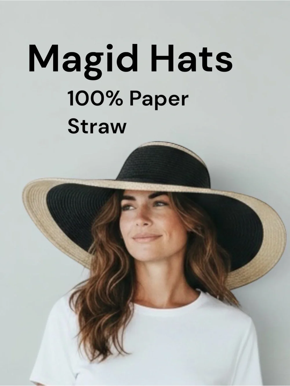 Magid Hats Black Gold Silver Metallic Wide Brim Floppy Sun Hat 100% Paper Straw